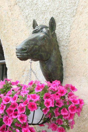 Tête de cheval en fonte Bronze-Vert