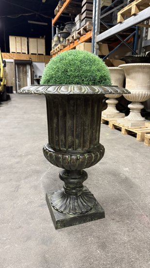 Vase Médicis en fonte cannelé Bronze vert